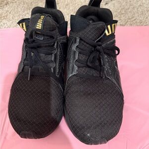 Puma Black and Gold Athletic Sneakers